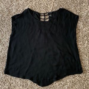 Black Chiffon Top with Back Cutout